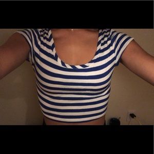 Blue and White crop top